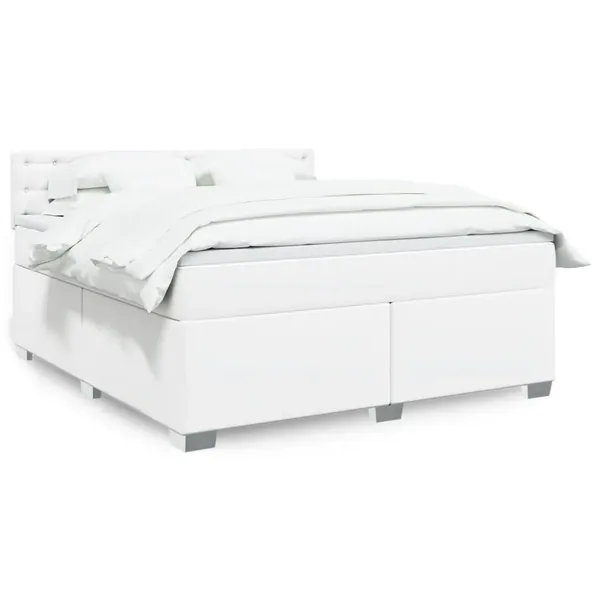 Sommier à lattes de lit avec matelas Blanc 180x200cm Similicuir