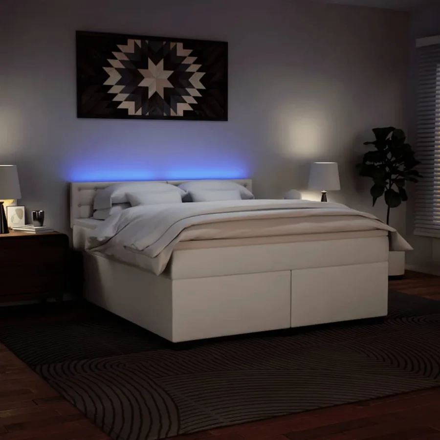 Sommier à lattes de lit avec matelas Blanc 180x200cm Similicuir - 5
