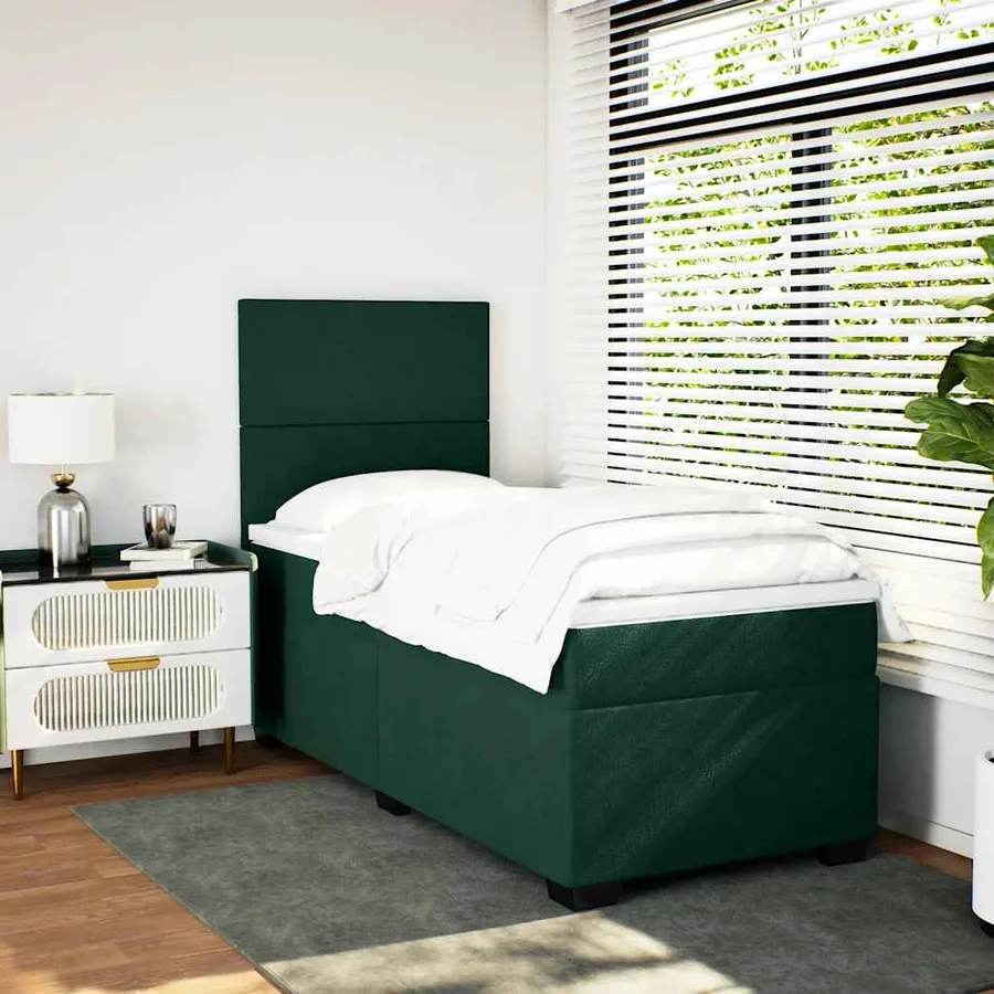 Sommier à lattes de lit avec matelas Vert foncé 90x200 cm - 4