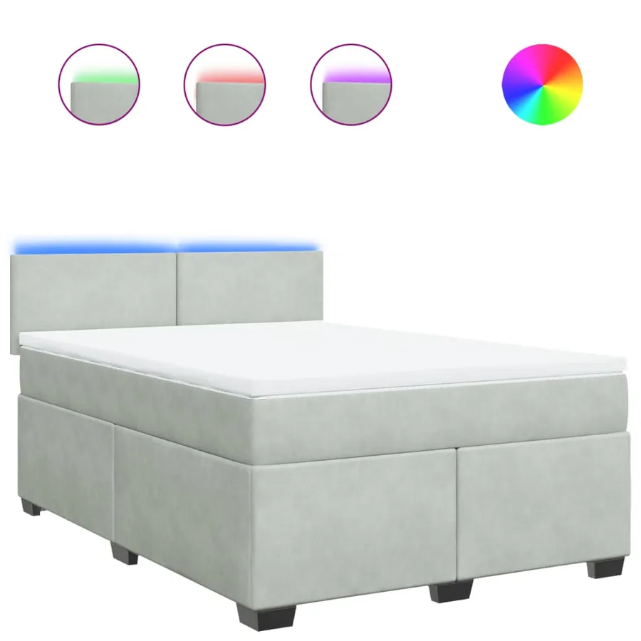 Sommier à lattes de lit et matelas Gris clair 140x200cm Velours - 2