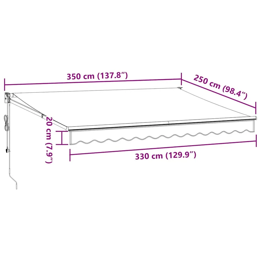 Auvent rétractable automatique marron 350x250 cm - 8