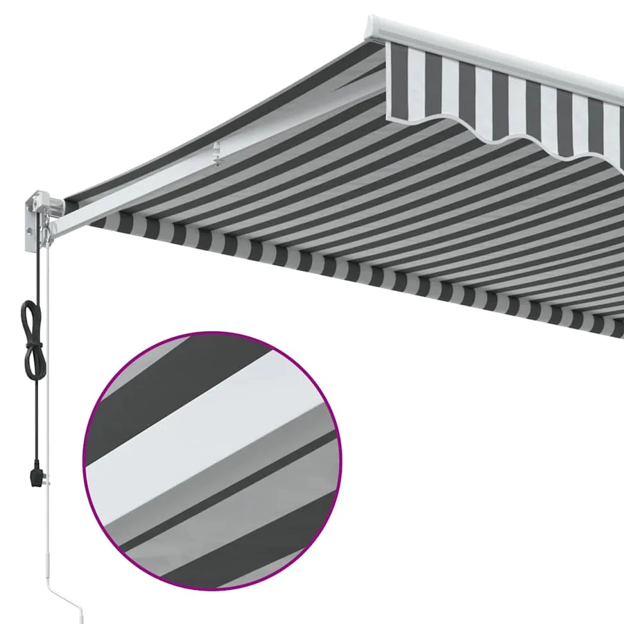 Auvent rétractable anthracite et blanc 3,5x2,5m tissu/aluminium - 7