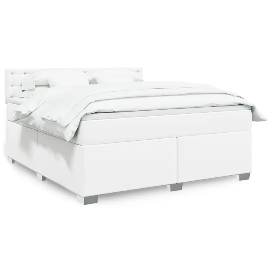 Sommier à lattes de lit avec matelas Blanc 180x200cm Similicuir