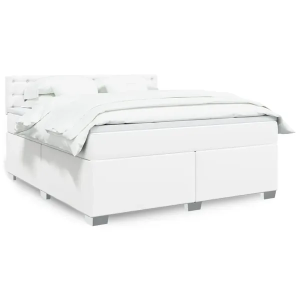 Sommier à lattes de lit avec matelas Blanc 180x200cm Similicuir