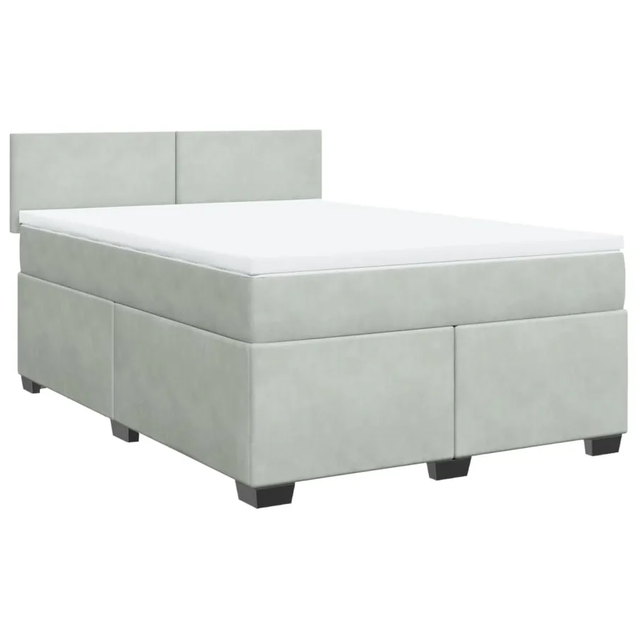 Sommier à lattes de lit et matelas Gris clair 140x200cm Velours - 2