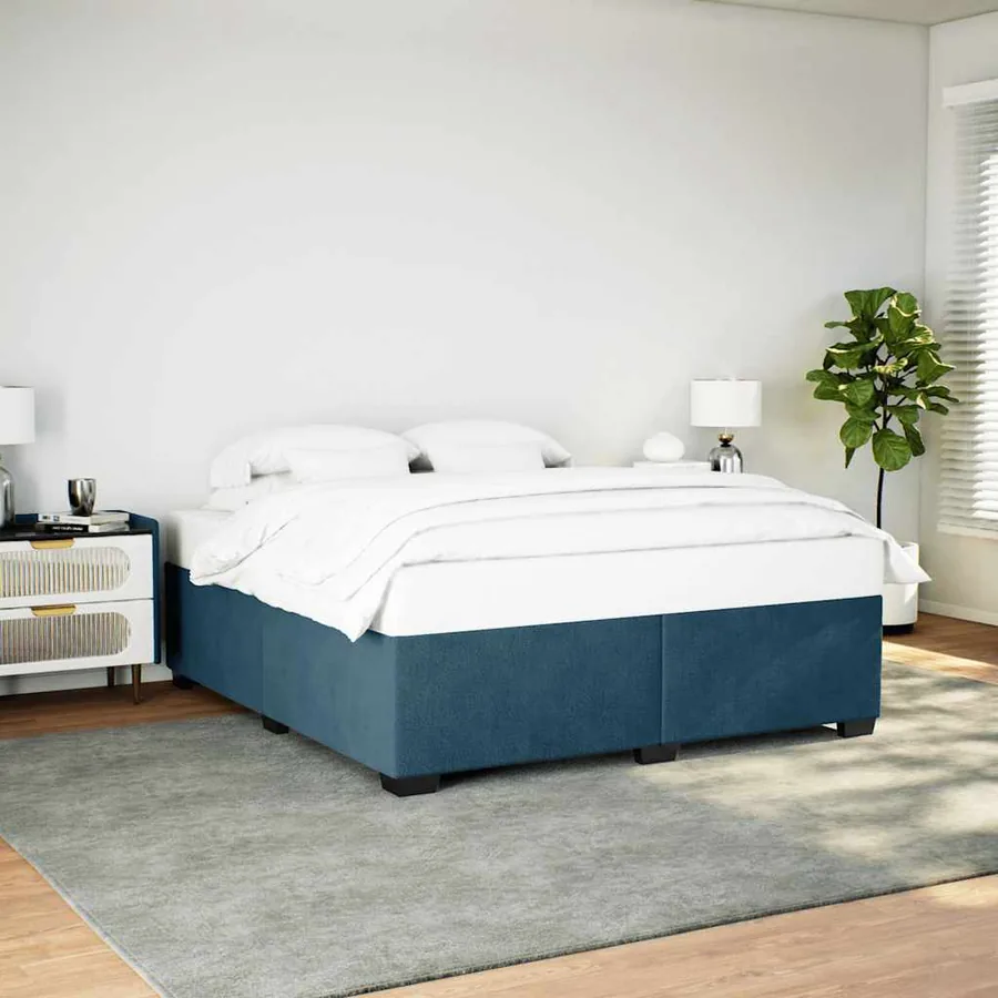 Cadre de lit sans matelas bleu 180x200 cm velours