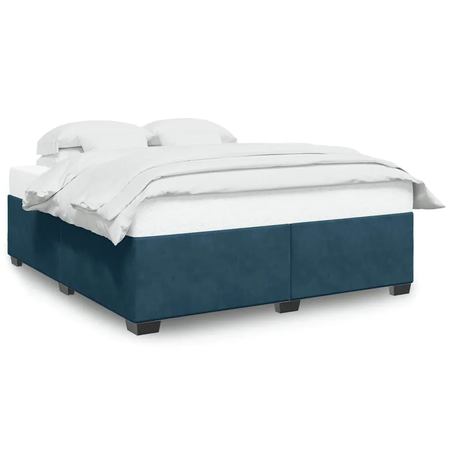 Cadre de lit sans matelas bleu 180x200 cm velours - 2