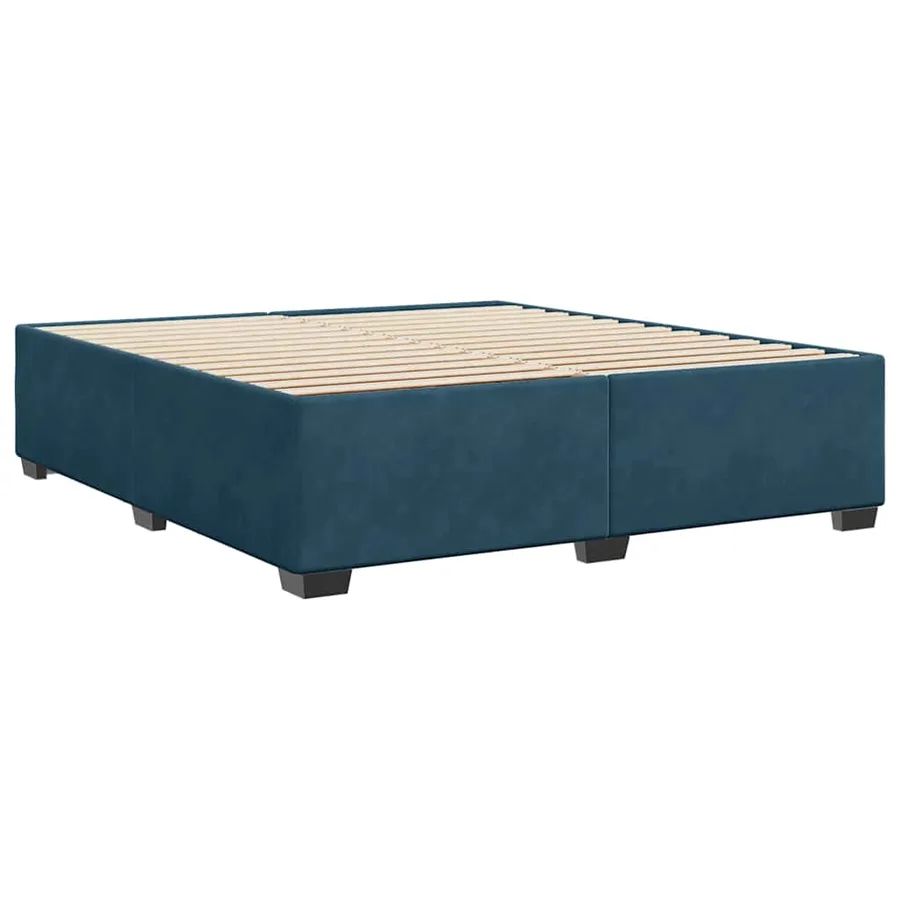 Cadre de lit sans matelas bleu 180x200 cm velours - 6
