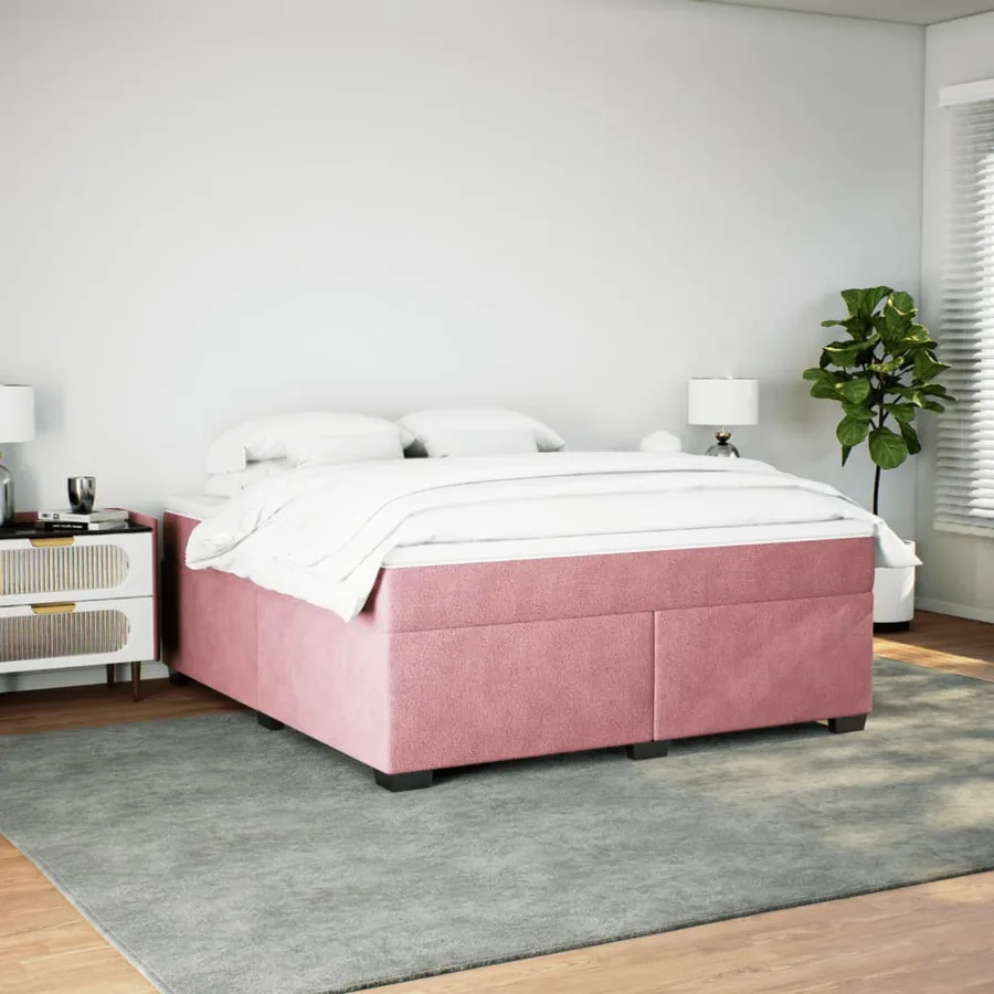 Sommier à lattes de lit avec matelas Rose 180x200 cm Velours - 3