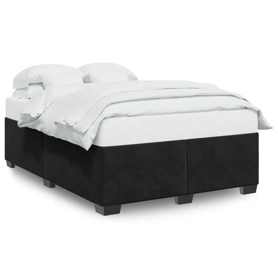 Cadre de lit sans matelas noir 160x200 cm velours - 2