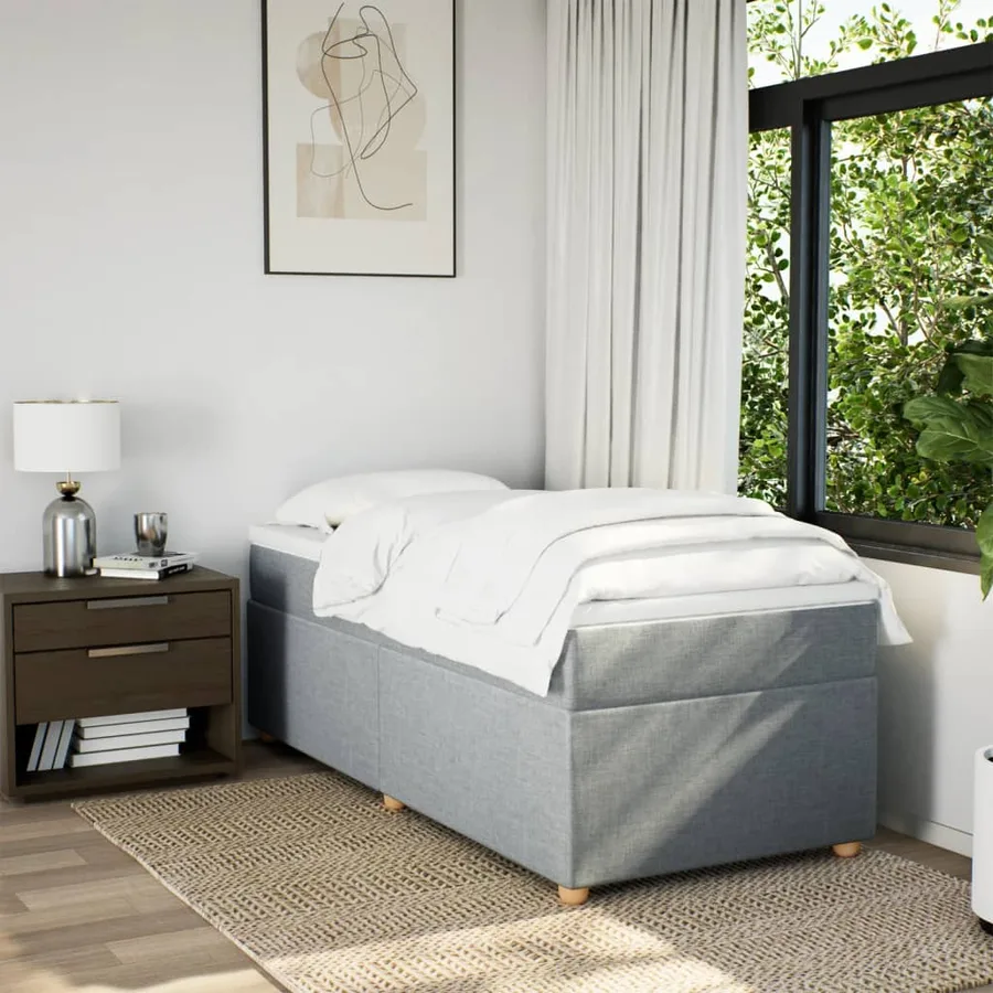 Sommier à lattes de lit et matelas Gris clair 90x190 cm Tissu - 3
