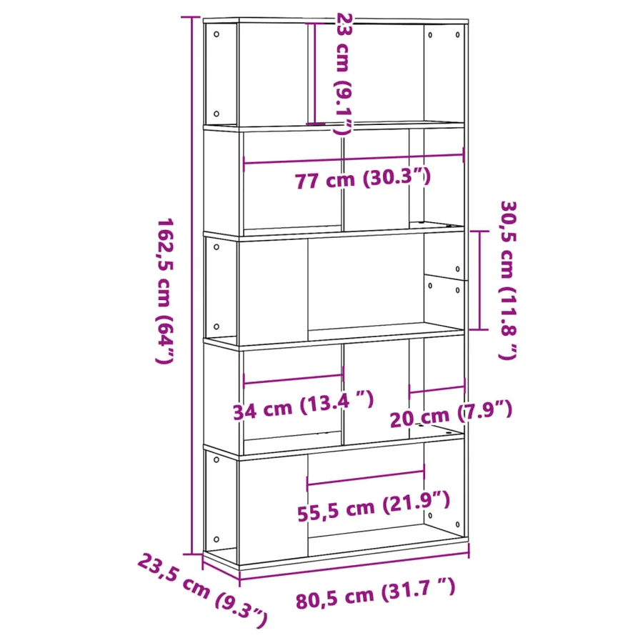 Bibliothèque 5 niveaux blanc 80,5x23,5x162,5 cm bois ingénierie - 8