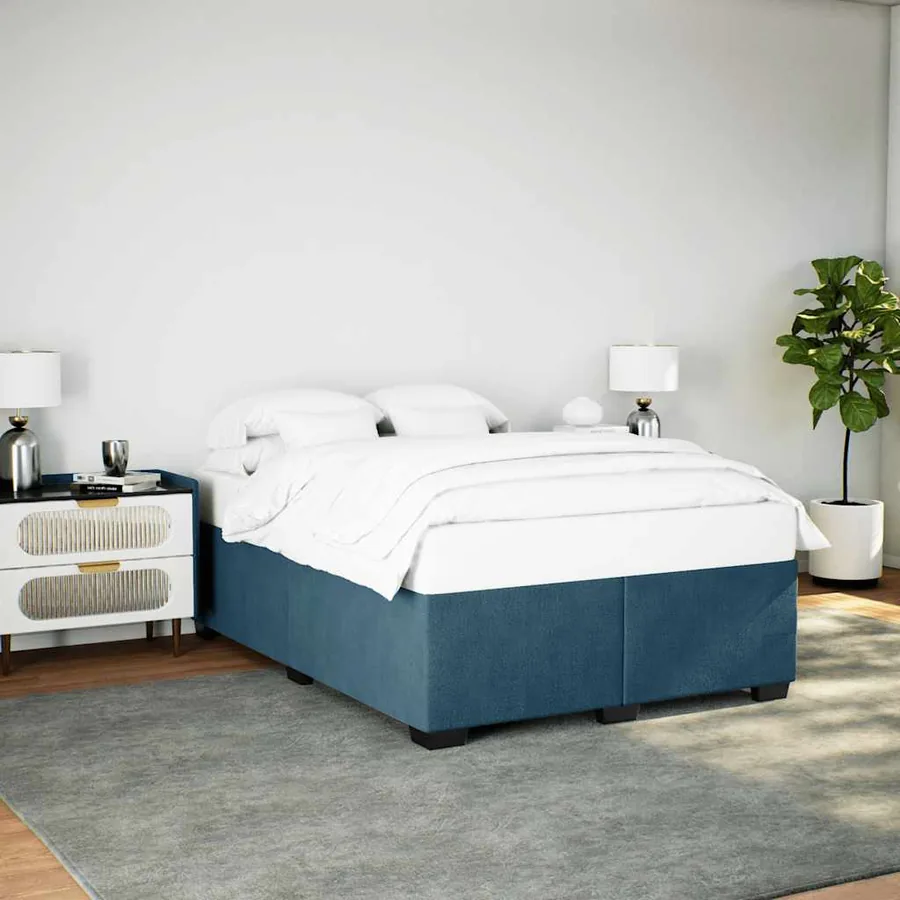 Cadre de lit sans matelas bleu 160x200 cm velours