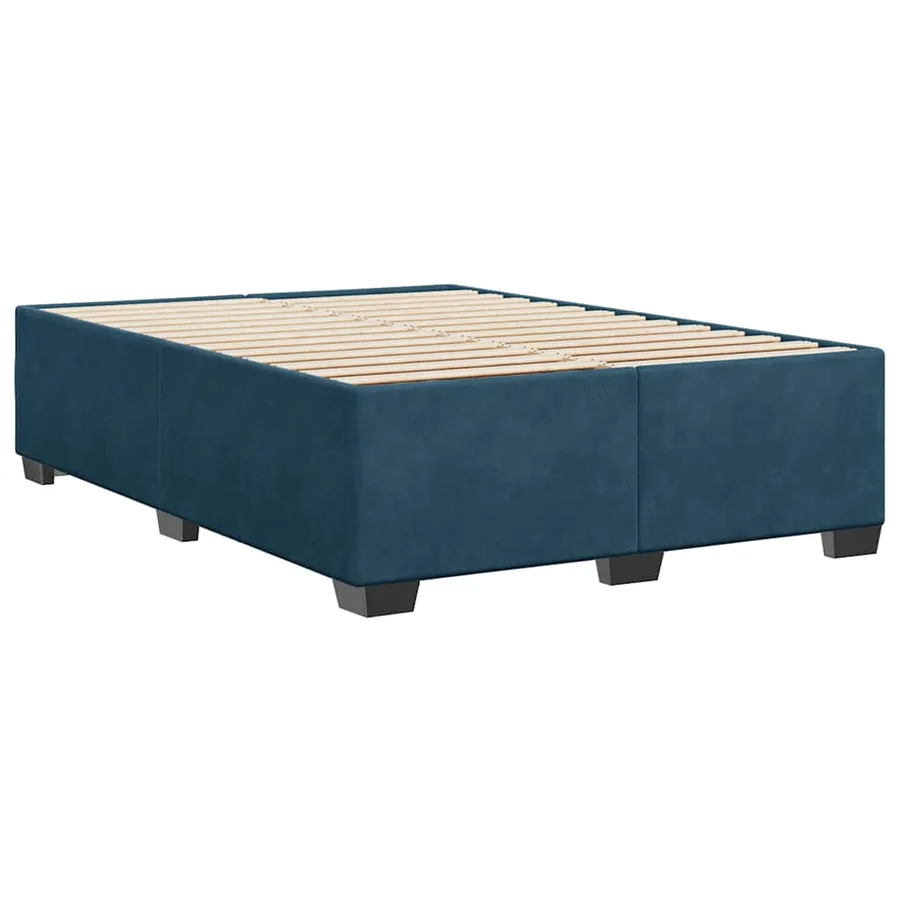 Cadre de lit sans matelas bleu 160x200 cm velours - 6