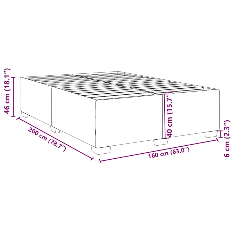 Cadre de lit sans matelas bleu 160x200 cm velours - 9