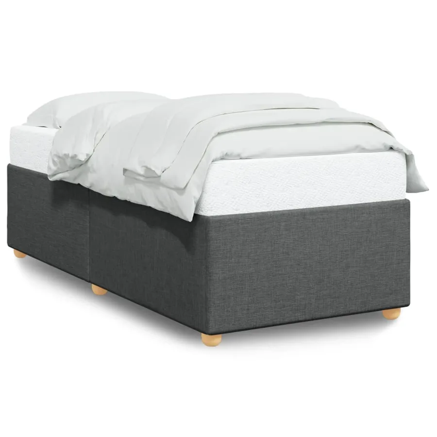 Cadre de lit sans matelas gris foncé 90x200 cm tissu - 2
