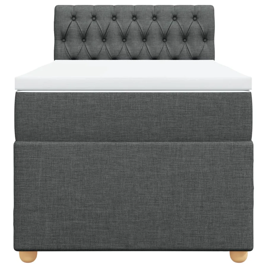 Sommier à lattes de lit avec matelas Gris foncé 90x200 cm Tissu - 6