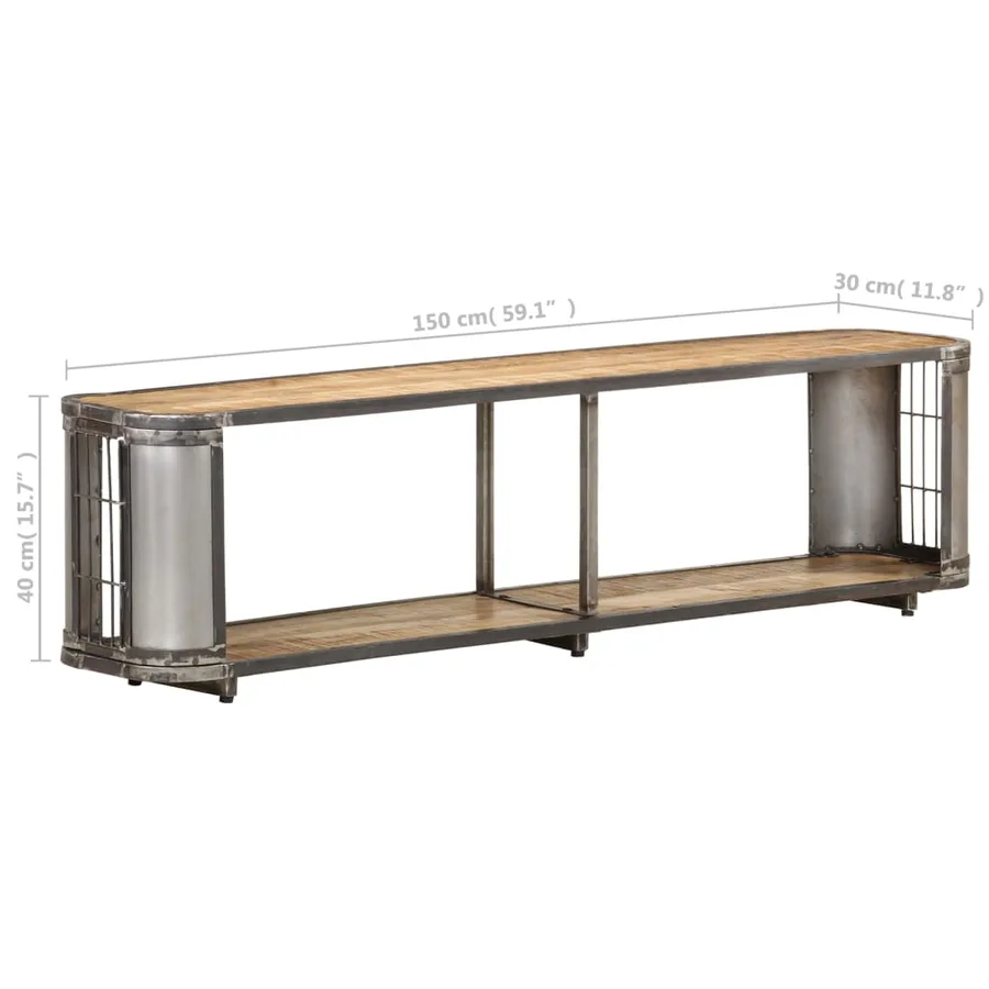 Meuble TV 150x30x40 cm Bois massif de manguier - 6