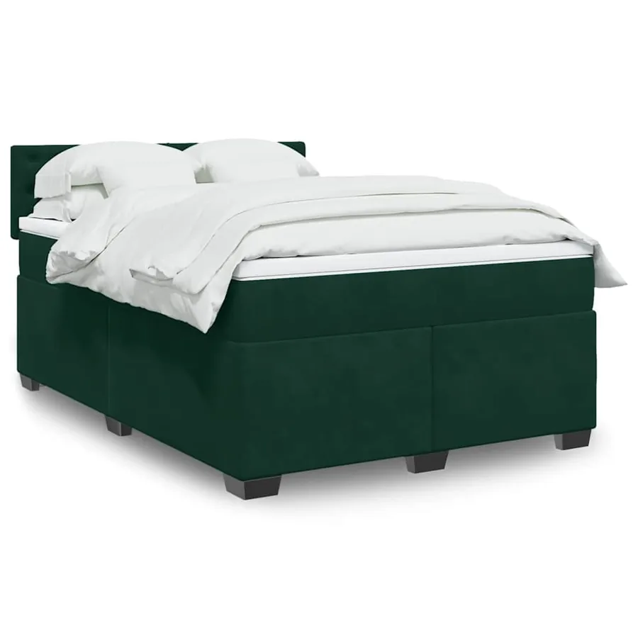 Sommier à lattes de lit et matelas Vert foncé 140x200cm Velours
