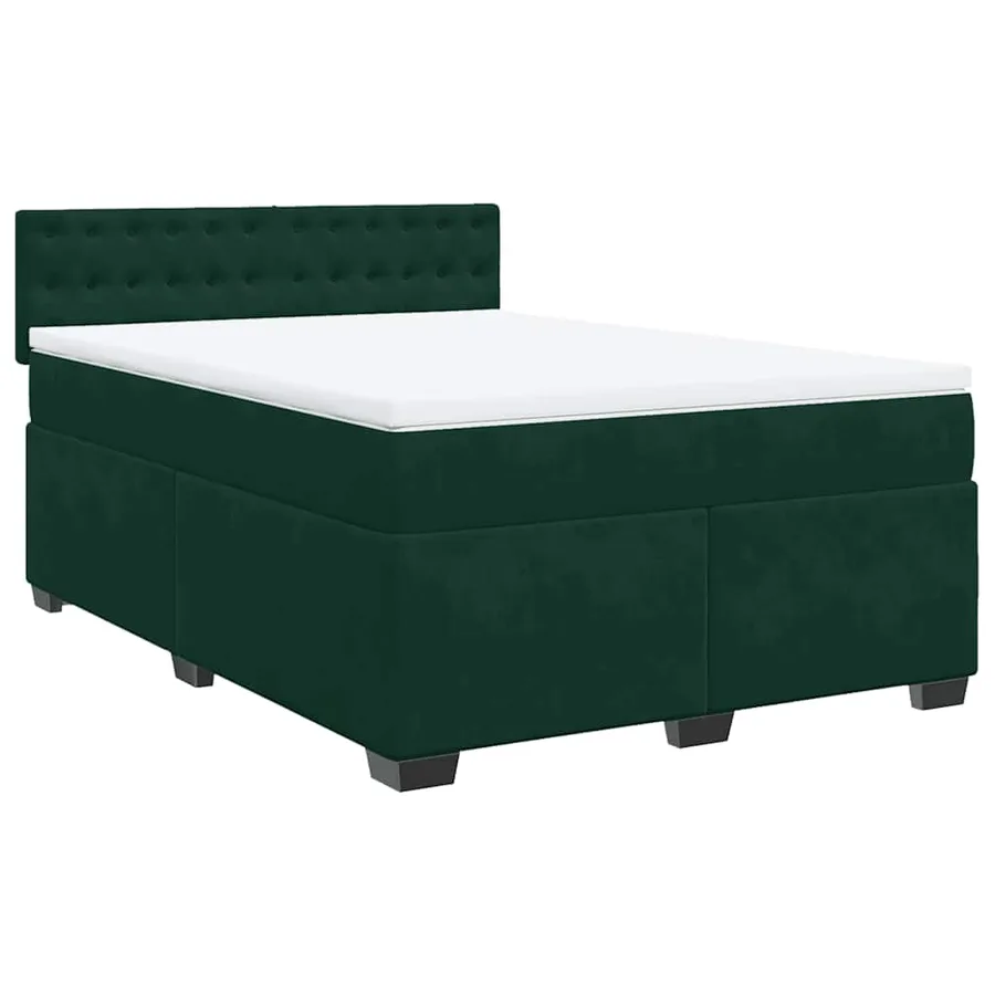 Sommier à lattes de lit et matelas Vert foncé 140x200cm Velours - 3