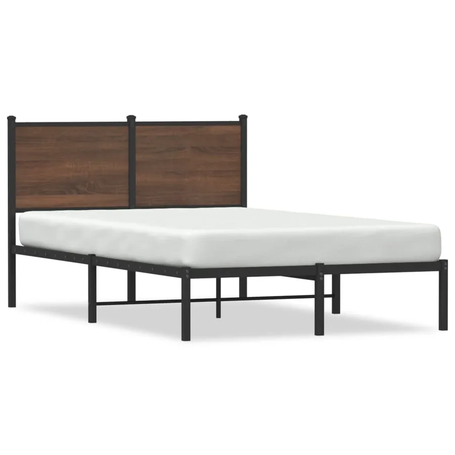 Cadre de lit en métal sans matelas chêne marron 120x190 cm - 2