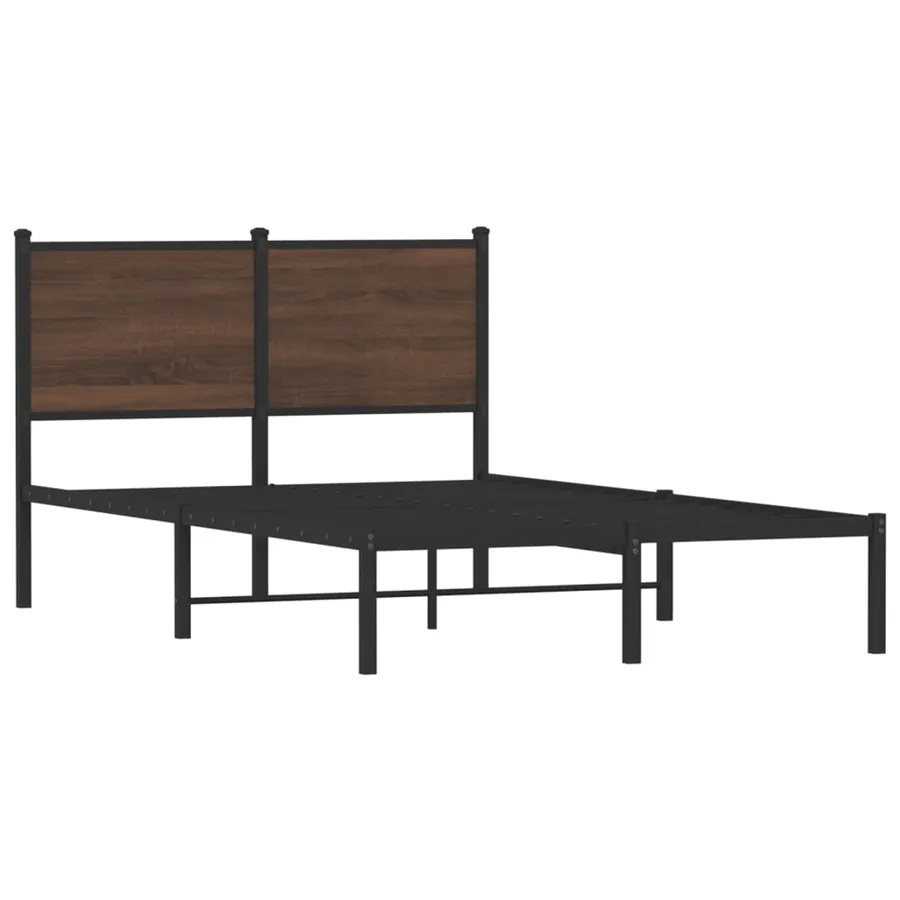 Cadre de lit en métal sans matelas chêne marron 120x190 cm - 3