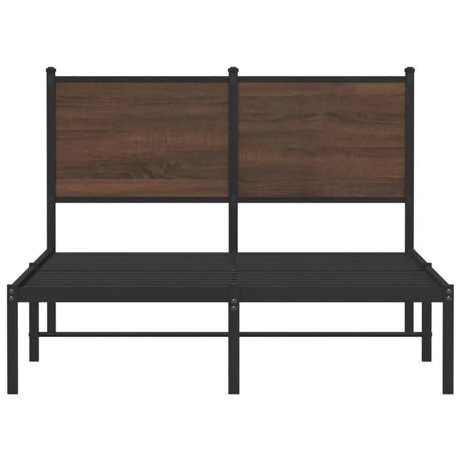 Cadre de lit en métal sans matelas chêne marron 120x190 cm - 5