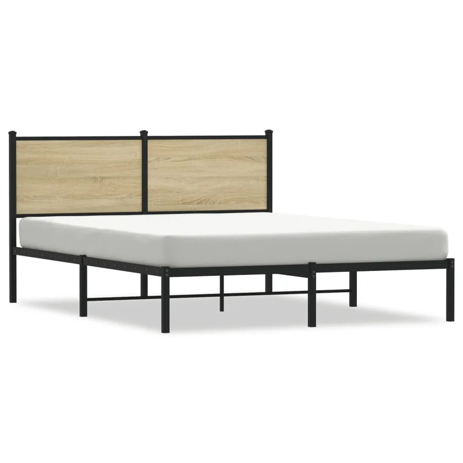 Cadre de lit en métal sans matelas chêne sonoma 137x190 cm - 2