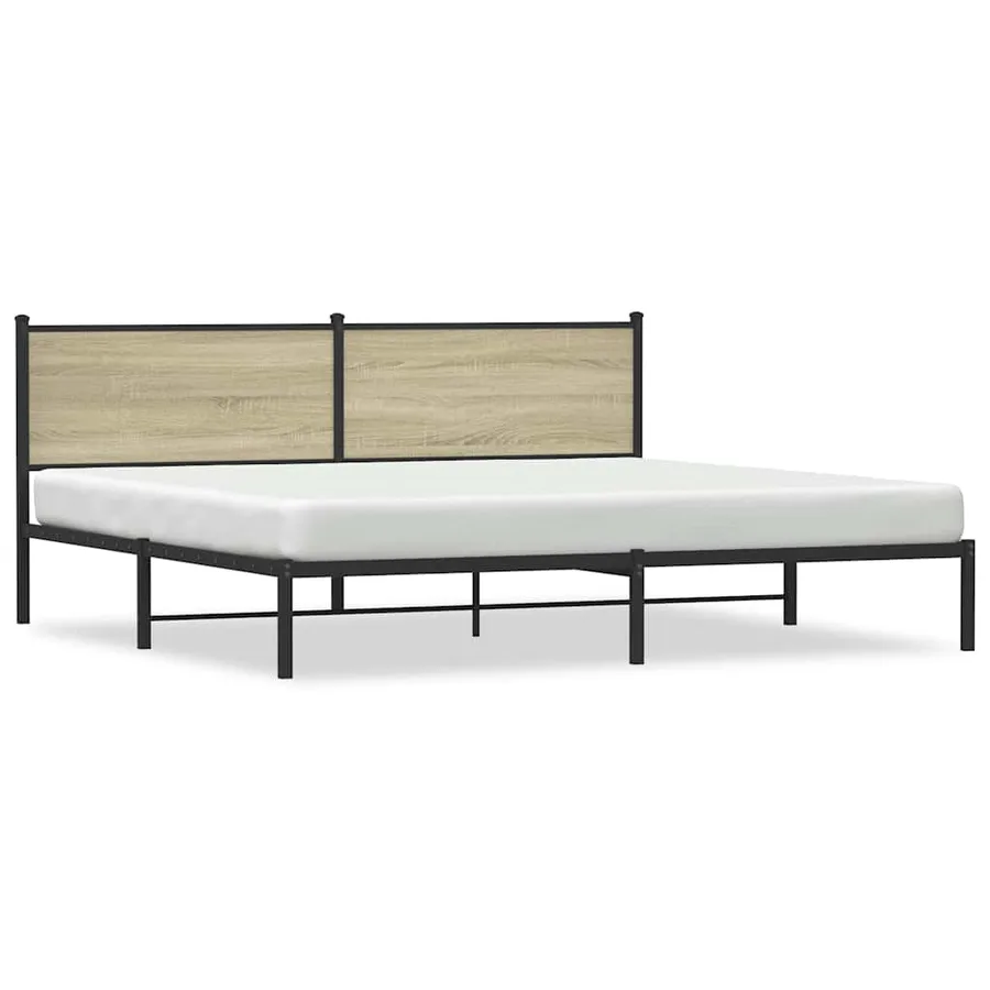 Cadre de lit en métal sans matelas chêne sonoma 193x203 cm - 2