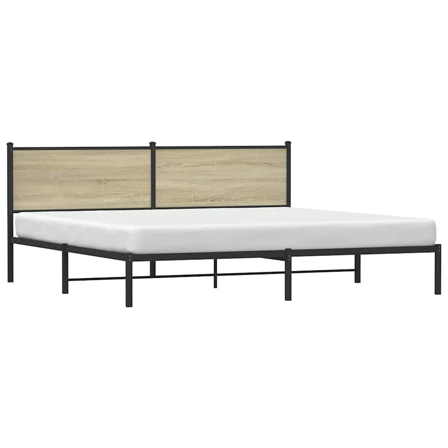 Cadre de lit en métal sans matelas chêne sonoma 193x203 cm - 4