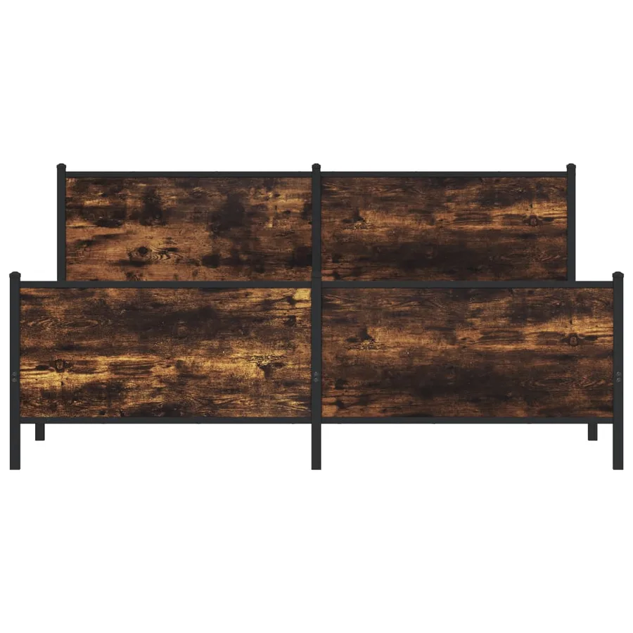 Cadre de lit en métal sans matelas chêne fumé 193x203 cm - 5