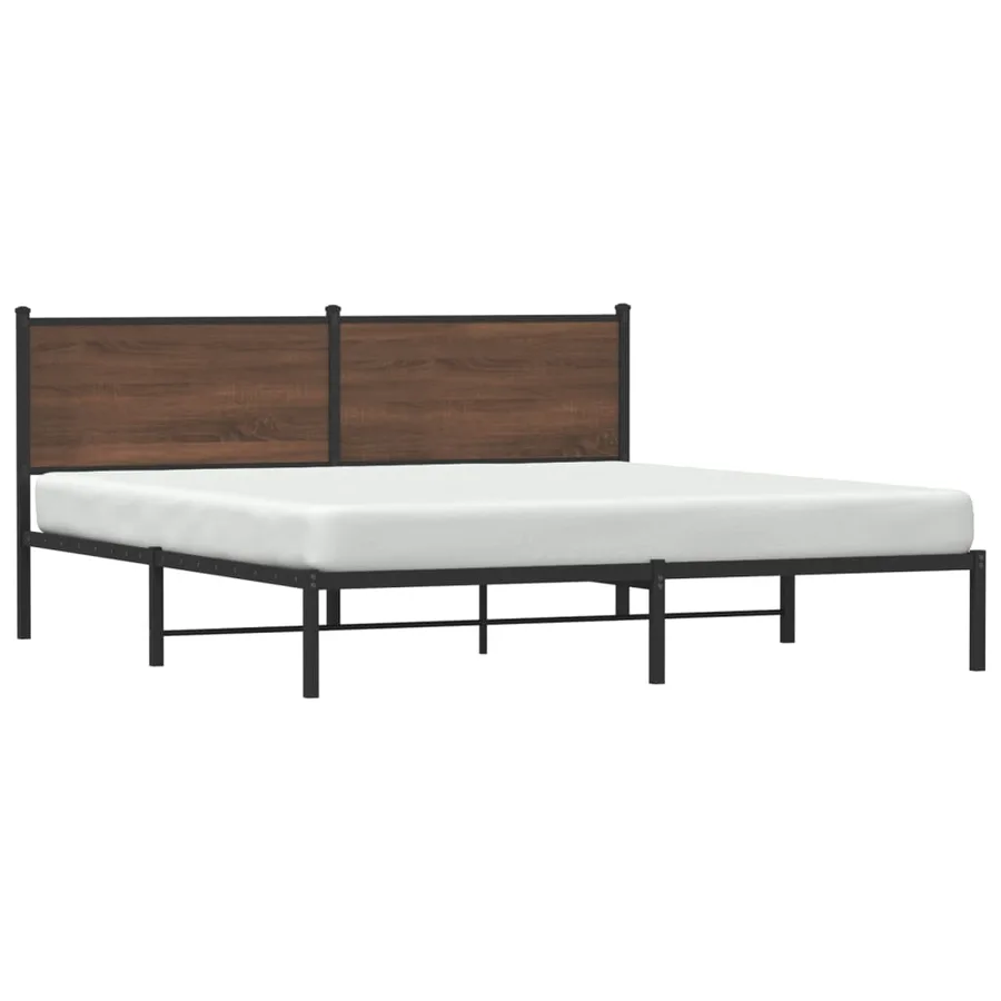 Cadre de lit en métal sans matelas chêne marron 180x200 cm - 4