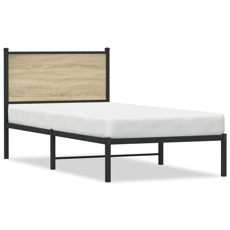 Cadre de lit en métal sans matelas chêne sonoma 90x190 cm - 2