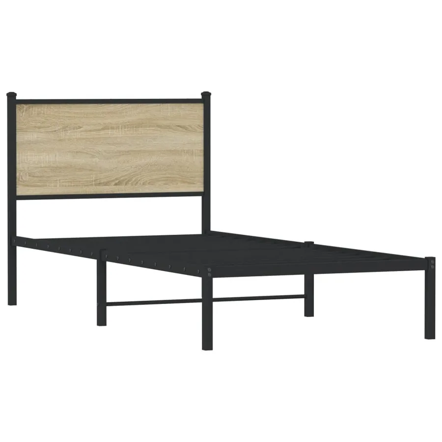 Cadre de lit en métal sans matelas chêne sonoma 90x190 cm - 3