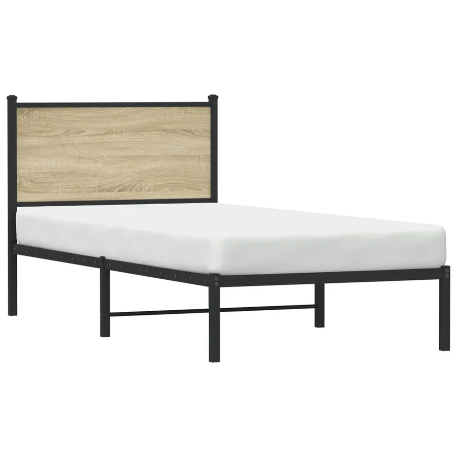Cadre de lit en métal sans matelas chêne sonoma 90x190 cm - 4