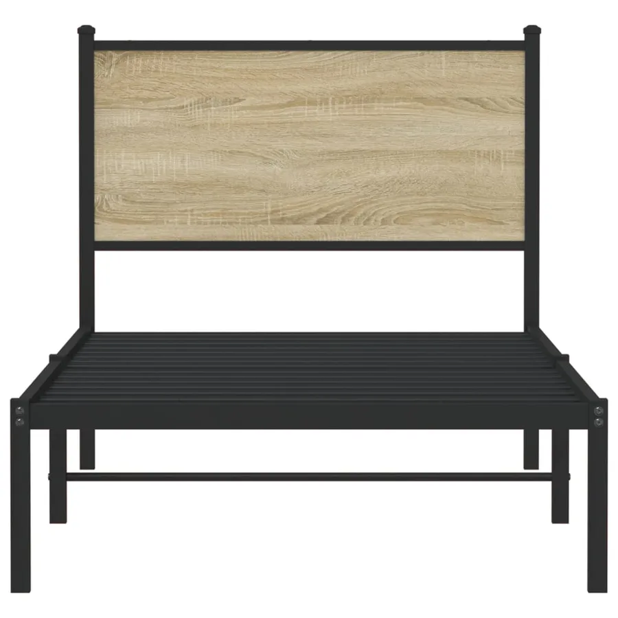 Cadre de lit en métal sans matelas chêne sonoma 90x190 cm - 5