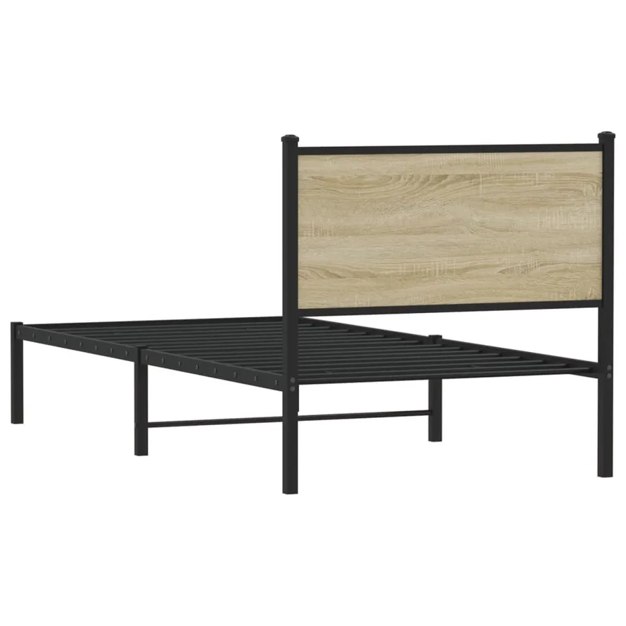 Cadre de lit en métal sans matelas chêne sonoma 90x190 cm - 7