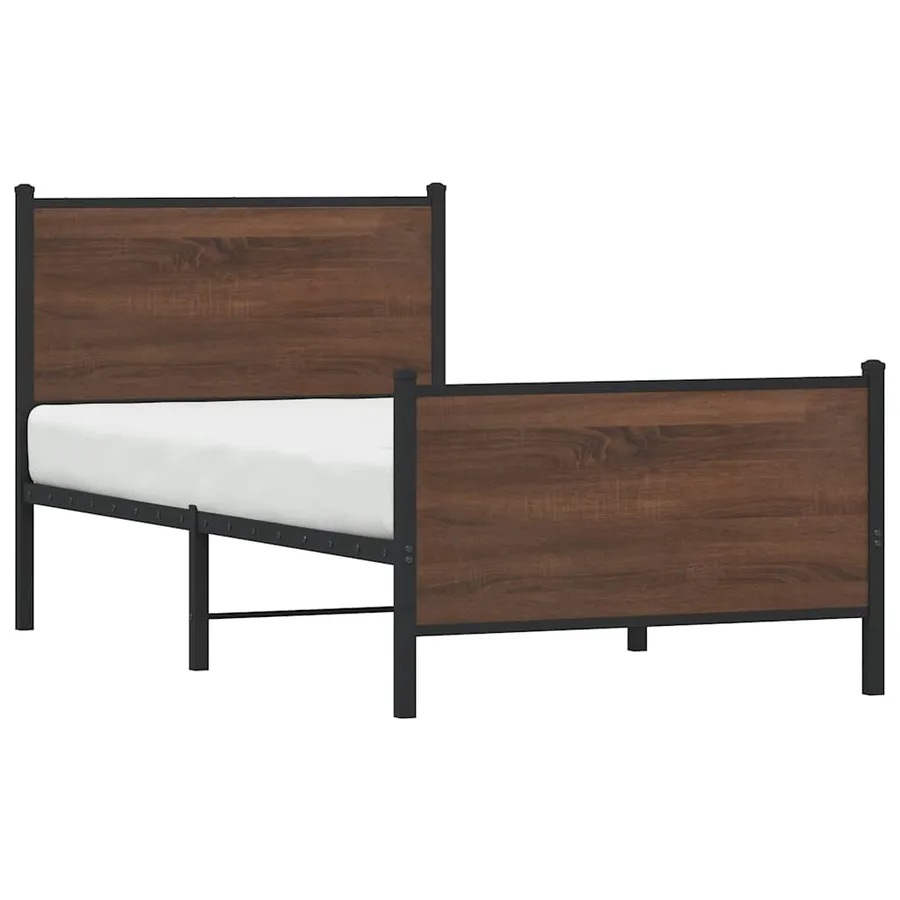 Cadre de lit en métal sans matelas chêne marron 80x200 cm - 4