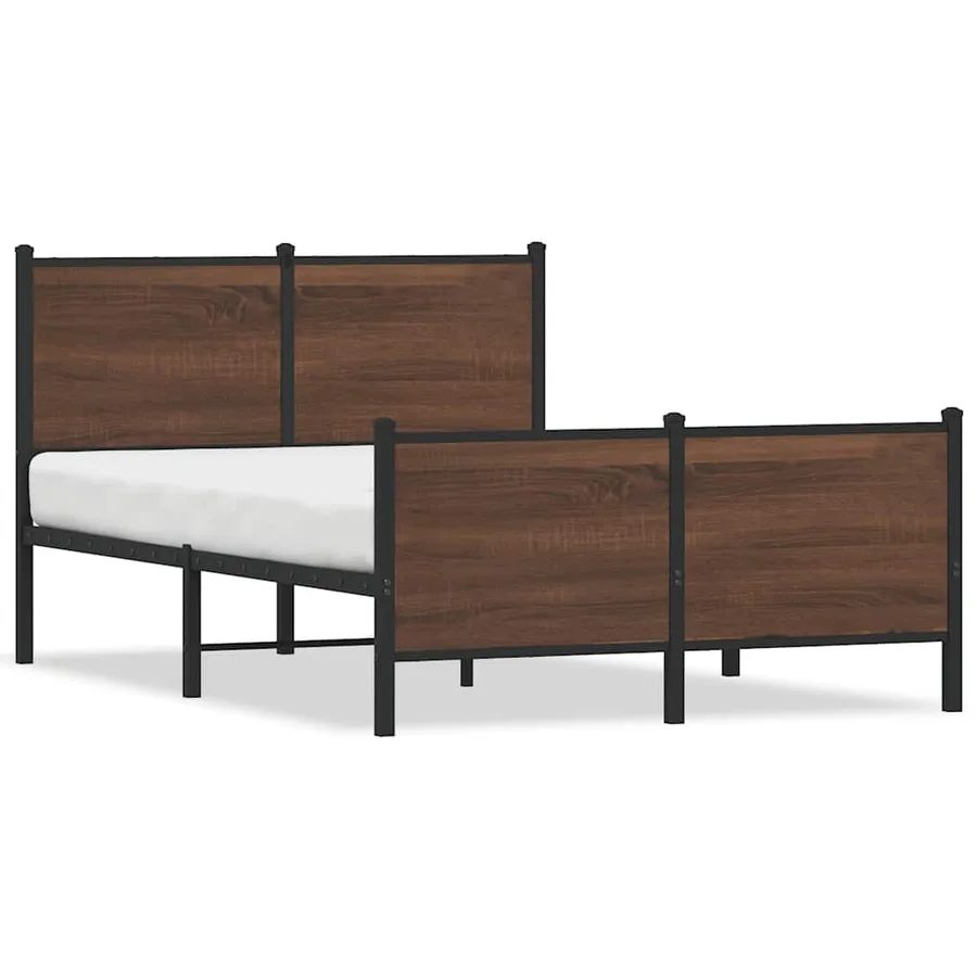 Cadre de lit en métal sans matelas chêne marron 120x200 cm - 2