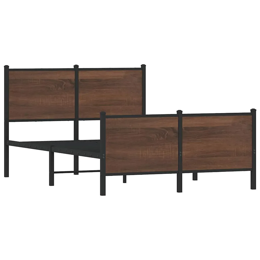 Cadre de lit en métal sans matelas chêne marron 120x200 cm - 3