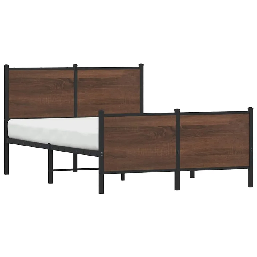 Cadre de lit en métal sans matelas chêne marron 120x200 cm - 4