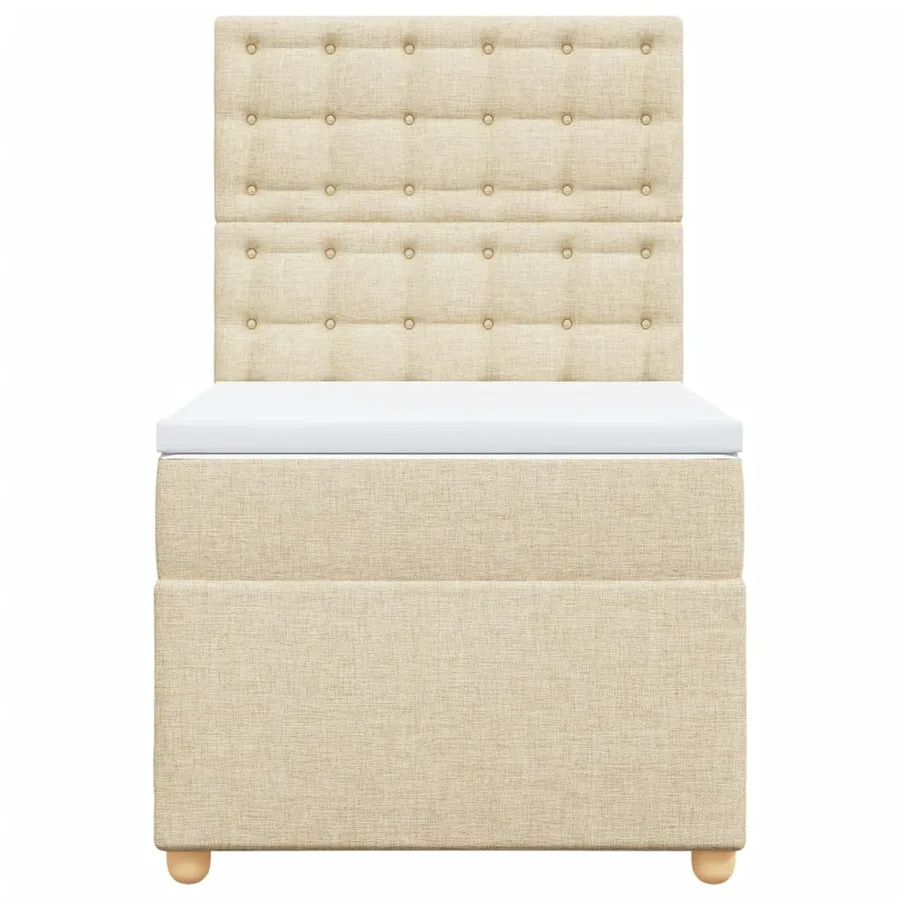 Sommier à lattes de lit avec matelas Crème 100x200 cm Tissu - 4