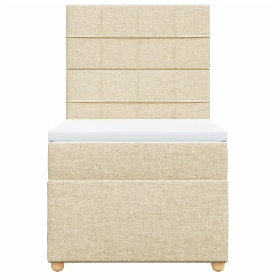 Sommier à lattes de lit avec matelas Crème 100x200 cm Tissu - 6