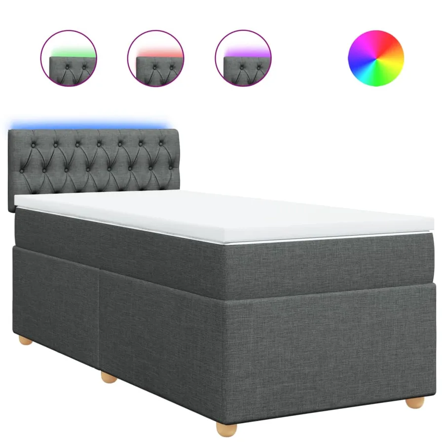 Sommier à lattes de lit avec matelas Gris foncé 100x200cm Tissu - 2