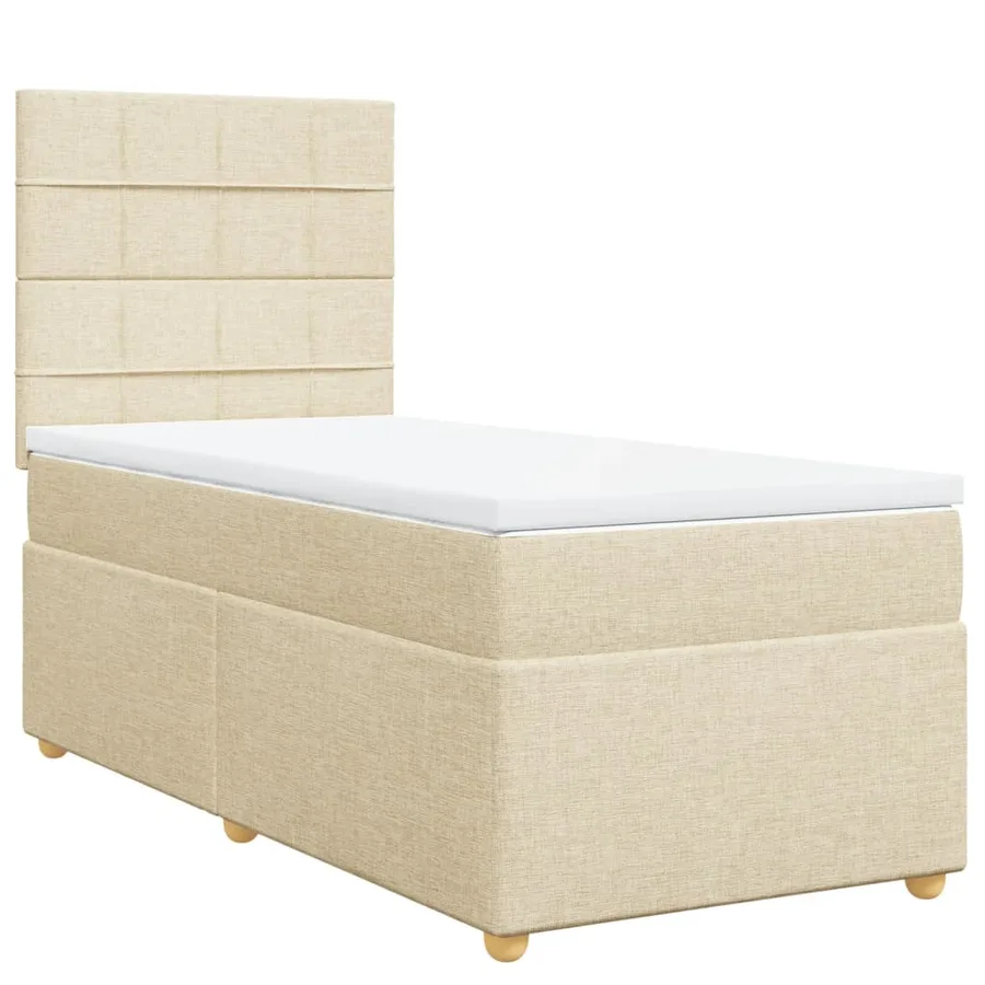 Sommier à lattes de lit avec matelas Crème 90x200 cm Tissu - 2