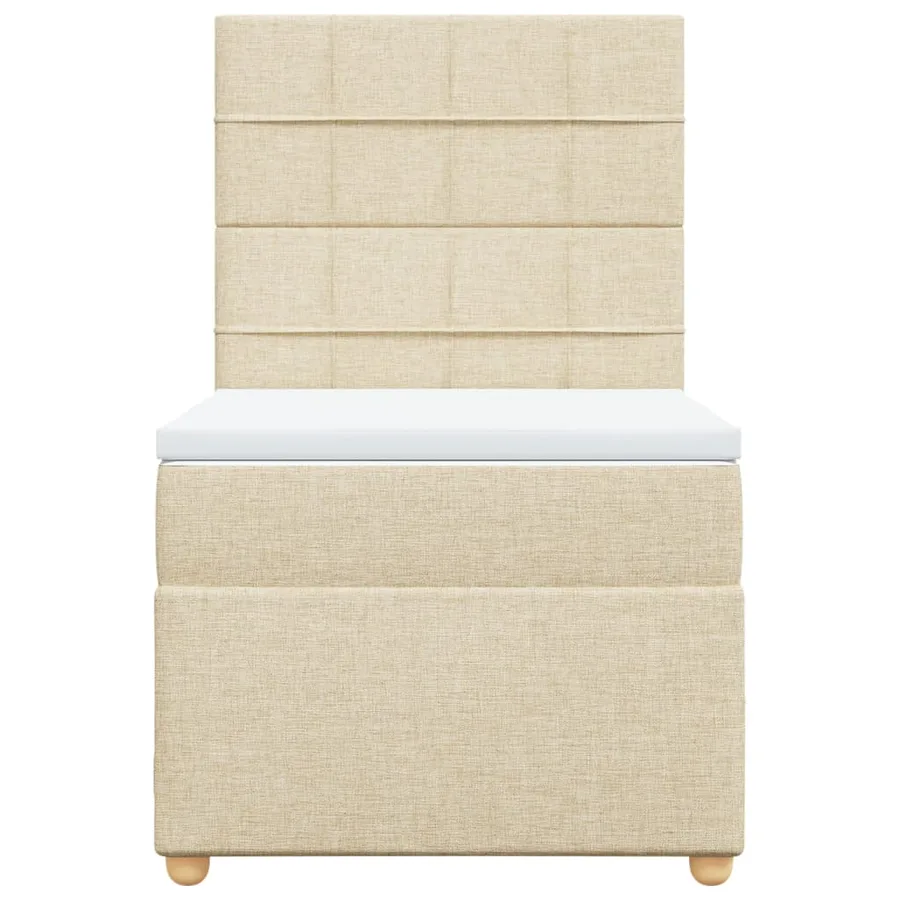 Sommier à lattes de lit avec matelas Crème 90x200 cm Tissu - 4