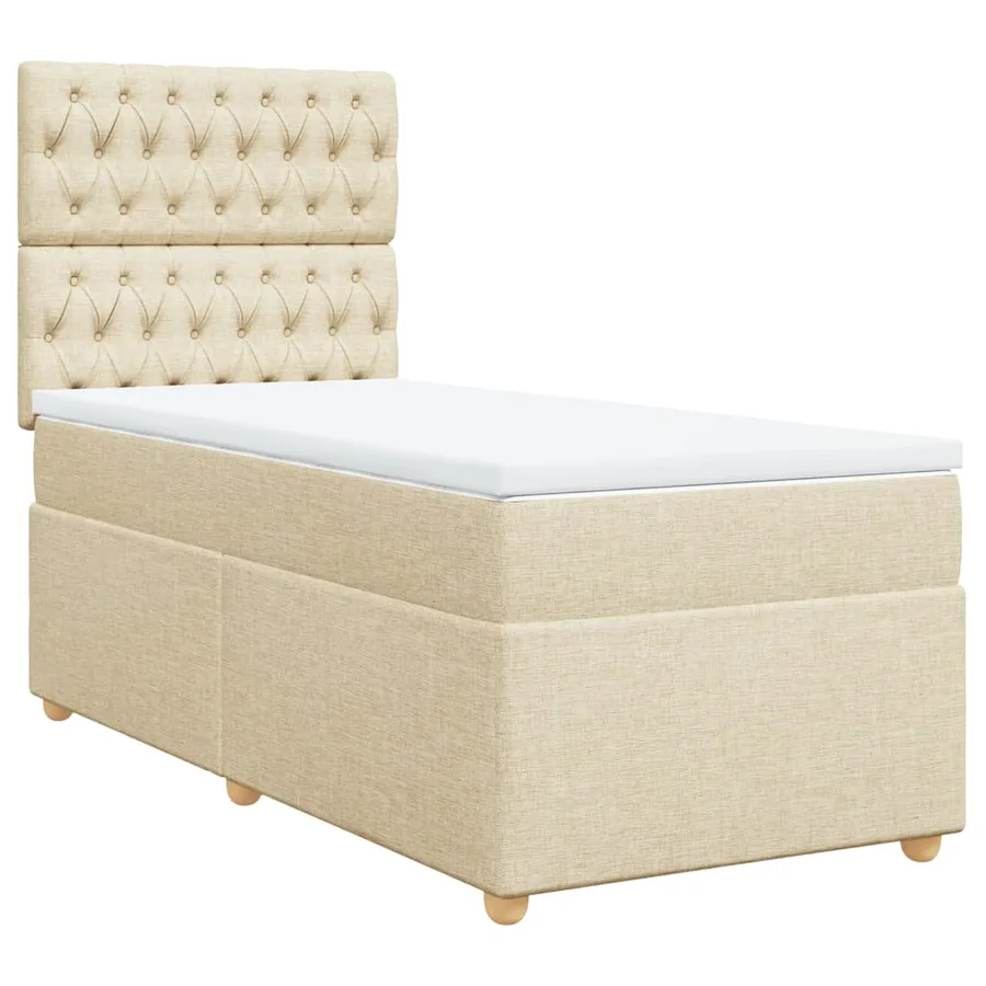 Sommier à lattes de lit avec matelas Crème 90x200 cm Tissu - 2