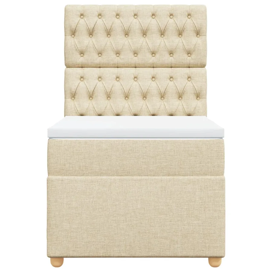 Sommier à lattes de lit avec matelas Crème 90x200 cm Tissu - 4