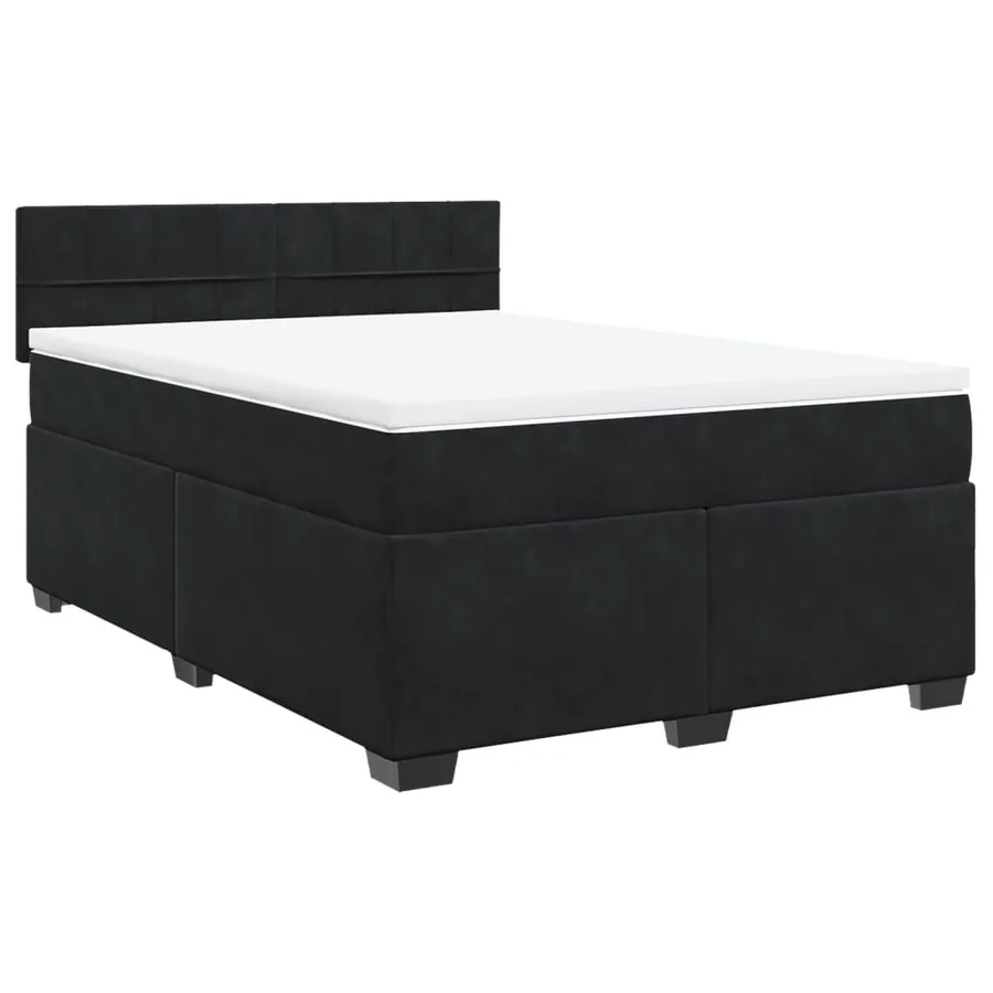 Sommier à lattes de lit avec matelas Noir 140x200 cm Velours - 2