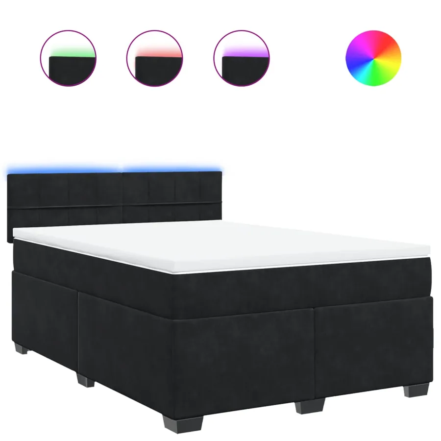 Sommier à lattes de lit avec matelas Noir 140x200 cm Velours - 2